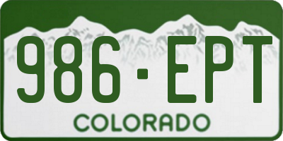 CO license plate 986EPT