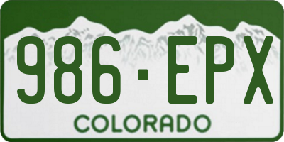 CO license plate 986EPX