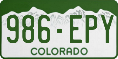 CO license plate 986EPY