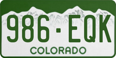 CO license plate 986EQK