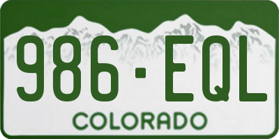CO license plate 986EQL