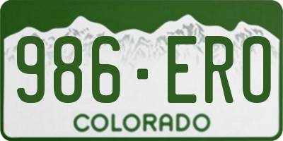 CO license plate 986ERO