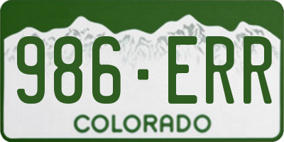CO license plate 986ERR
