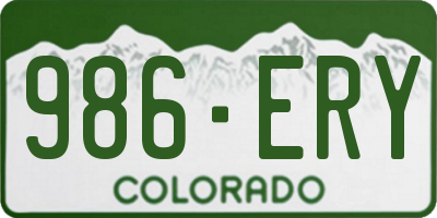 CO license plate 986ERY