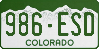 CO license plate 986ESD