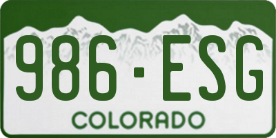 CO license plate 986ESG