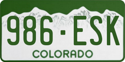 CO license plate 986ESK