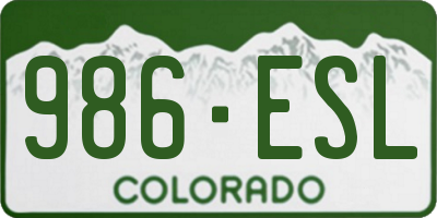 CO license plate 986ESL