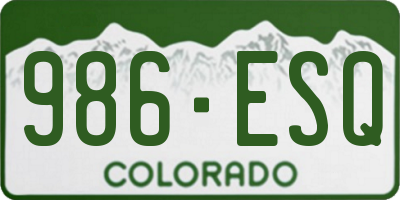CO license plate 986ESQ