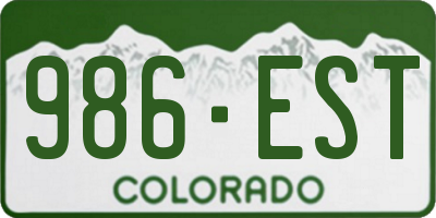 CO license plate 986EST