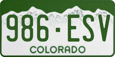 CO license plate 986ESV