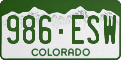 CO license plate 986ESW