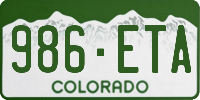 CO license plate 986ETA