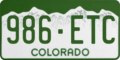 CO license plate 986ETC