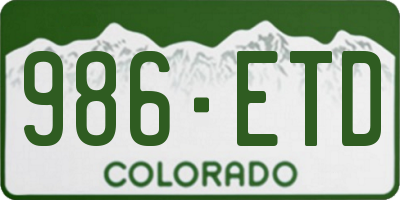 CO license plate 986ETD
