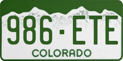 CO license plate 986ETE
