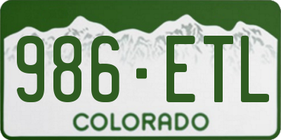 CO license plate 986ETL
