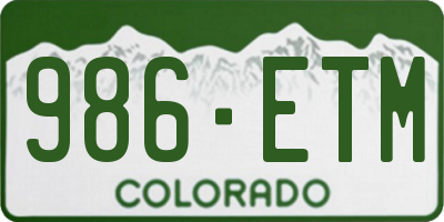 CO license plate 986ETM