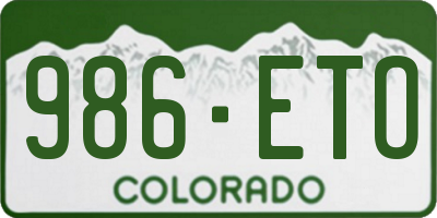 CO license plate 986ETO