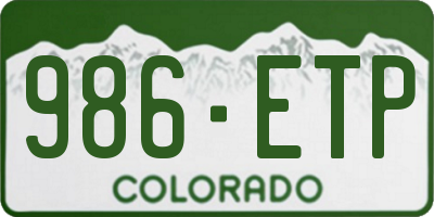 CO license plate 986ETP