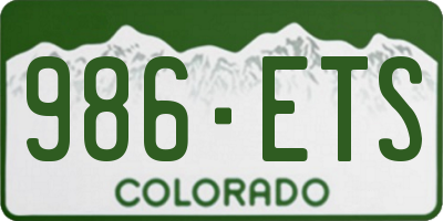 CO license plate 986ETS