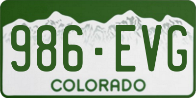 CO license plate 986EVG