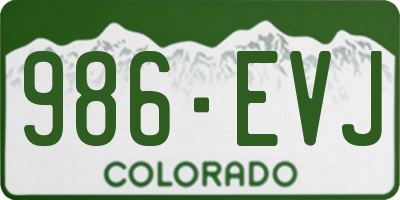 CO license plate 986EVJ