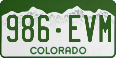 CO license plate 986EVM