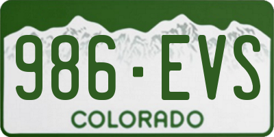 CO license plate 986EVS