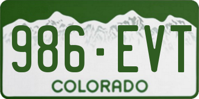 CO license plate 986EVT