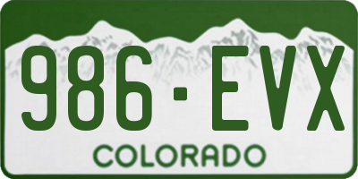 CO license plate 986EVX