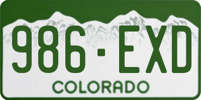 CO license plate 986EXD
