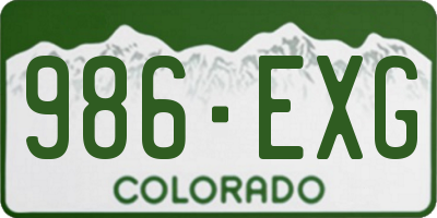CO license plate 986EXG