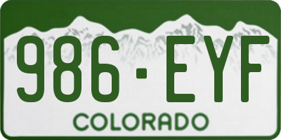 CO license plate 986EYF