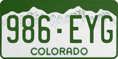 CO license plate 986EYG
