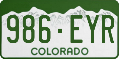 CO license plate 986EYR