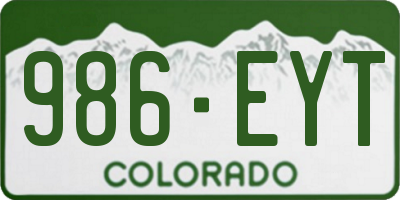 CO license plate 986EYT