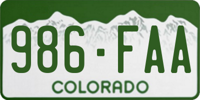 CO license plate 986FAA