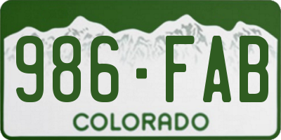 CO license plate 986FAB