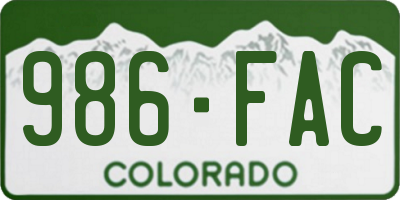 CO license plate 986FAC