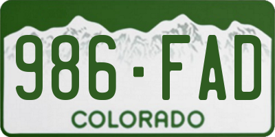 CO license plate 986FAD