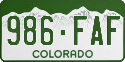 CO license plate 986FAF