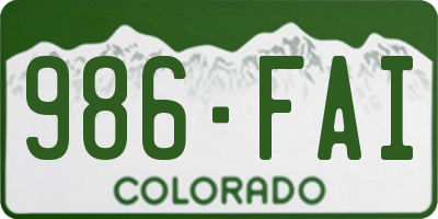CO license plate 986FAI