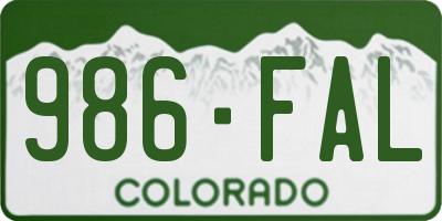 CO license plate 986FAL