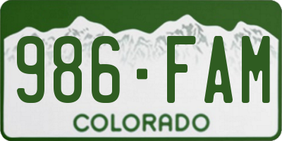 CO license plate 986FAM