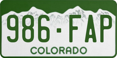 CO license plate 986FAP