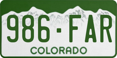 CO license plate 986FAR