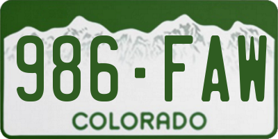 CO license plate 986FAW