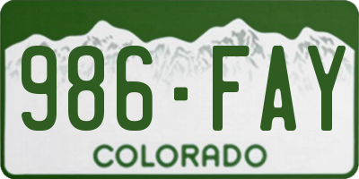 CO license plate 986FAY