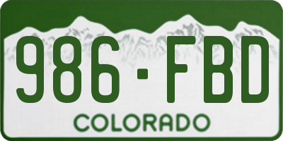 CO license plate 986FBD